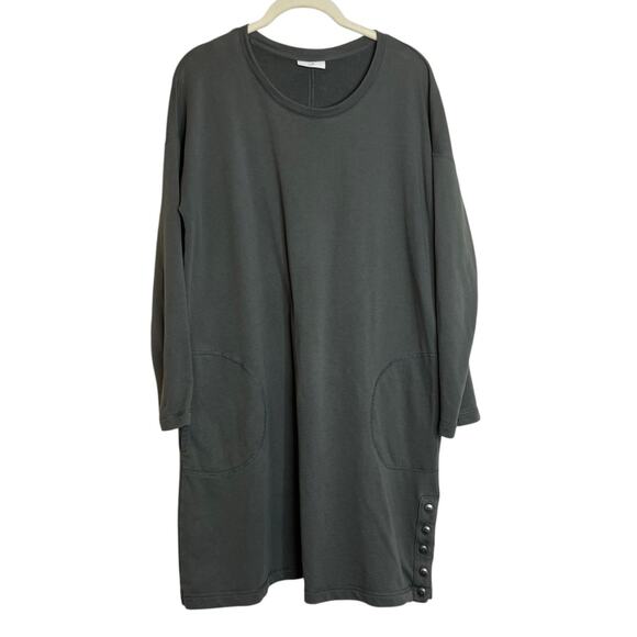 J Jill Womens Dress XL Gray French Terry Long Sleeve Sweatshirt Dress Pockets - Picture 1 of 7